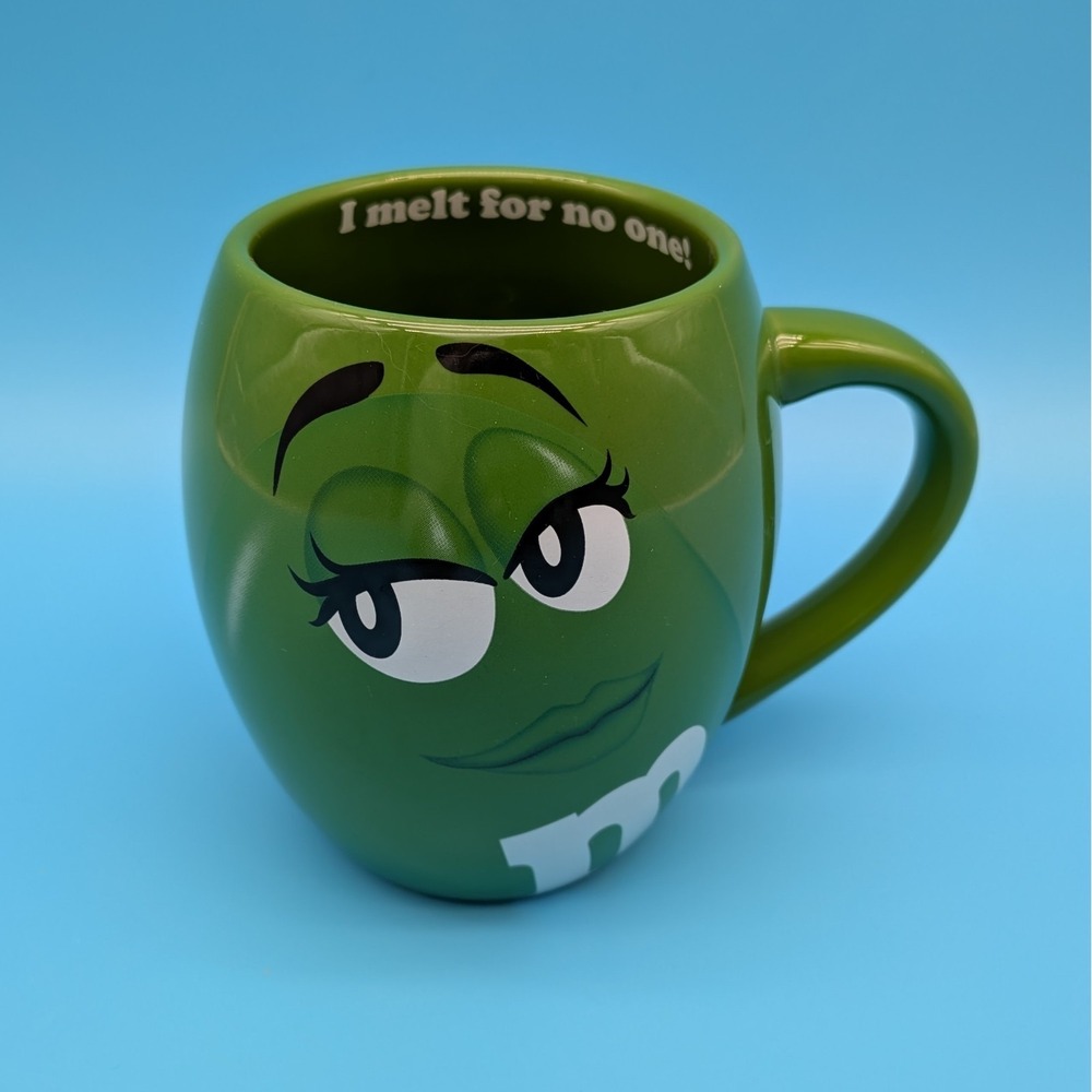 Green M&M Barrel Mug M&M's World "I melt for no one!" 2015